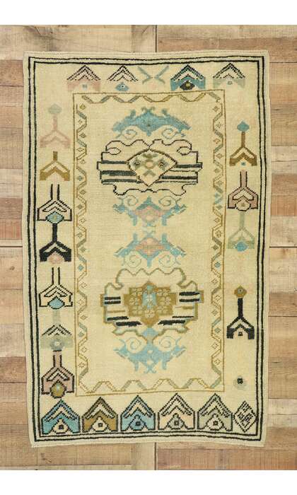 3 x 5 Vintage Turkish Oushak Rug 53017
