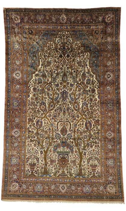 7 x 11 Antique Persian Mohtasham Kashan Rug 74220