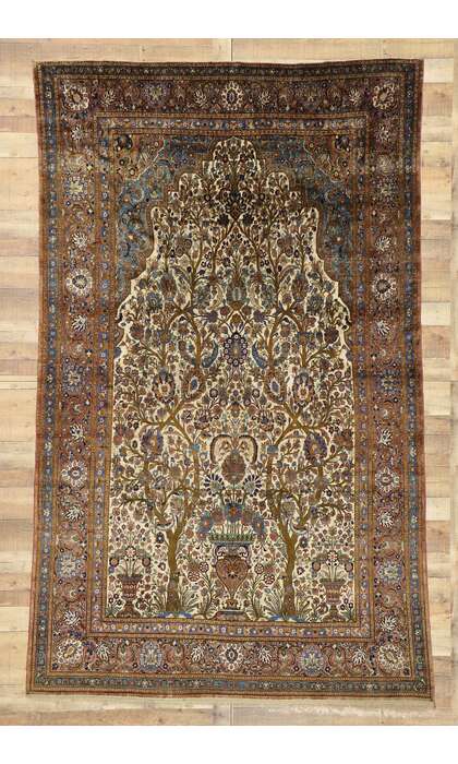 7 x 11 Antique Persian Mohtasham Kashan Rug 74220