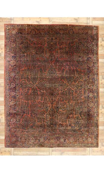 10 x 13 Antique Persian Sarouk Rug 74952