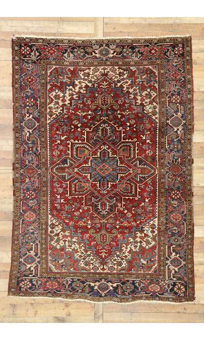 6 x 9 Antique Persian Heriz Rug 77456