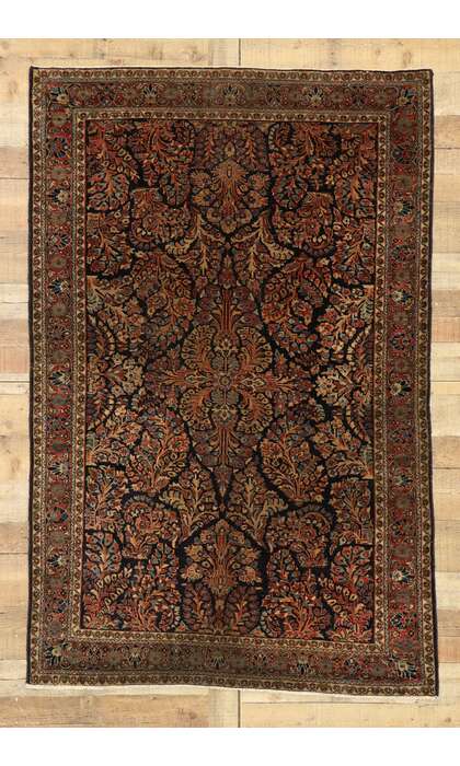 4 x 6 Antique Persian Sarouk Mohajeran  Rug 77460