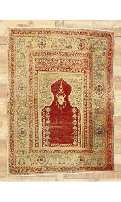 4 x 5 Antique Turkish Sivas Prayer Rug 50638
