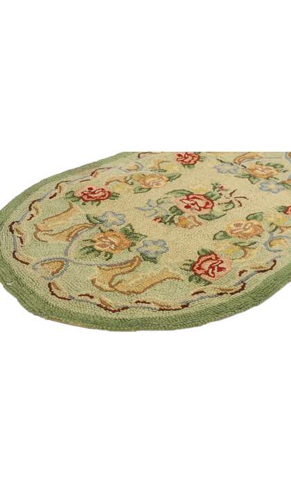 2 x 3 Antique Chinese Floral Hooked Rug 71006