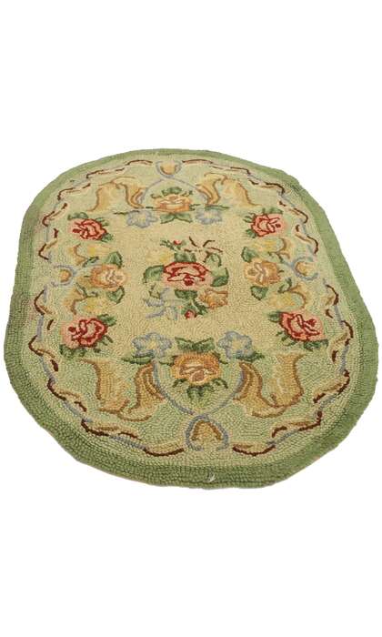 2 x 3 Antique Chinese Floral Hooked Rug 71006