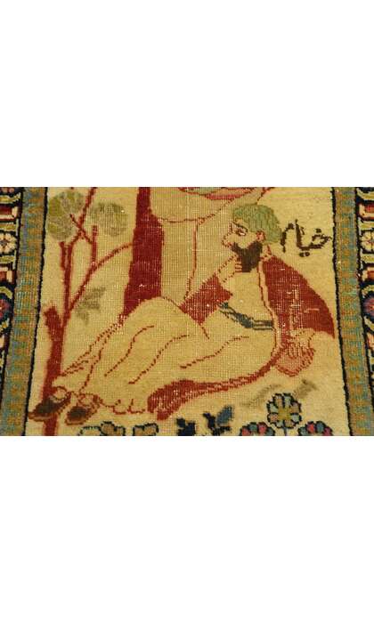2 x 2 Antique Persian Tabriz Pictorial Rug 71535