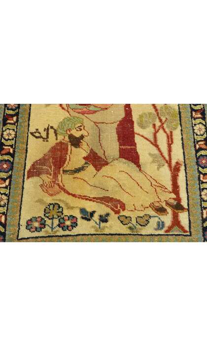 2 x 2 Antique Tabriz Pictorial Rug 71536