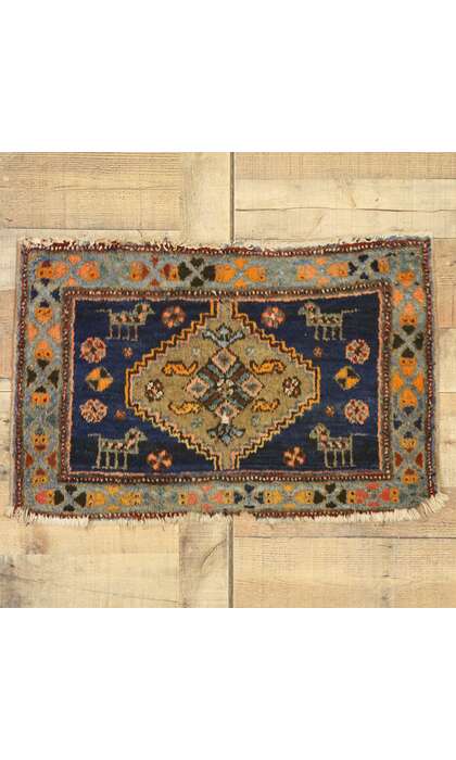 2 x 3 Antique-Worn Persian Hamadan Rug 72553