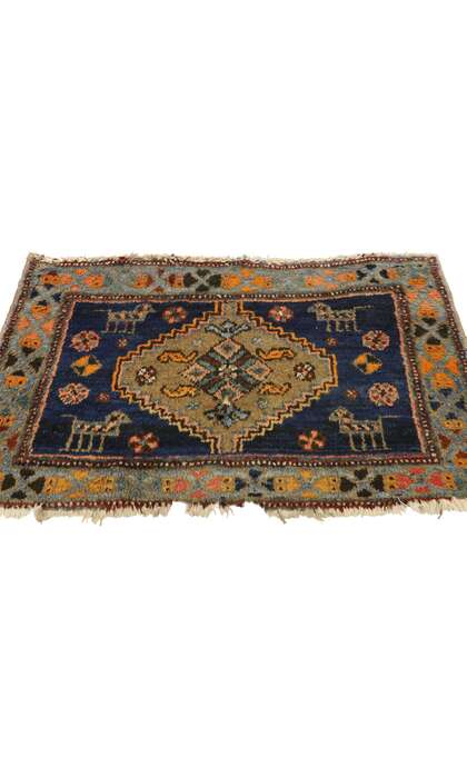 2 x 3 Antique-Worn Persian Hamadan Rug 72553