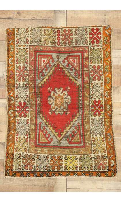 3 x 4 Vintage Turkish Oushak Rug 73622