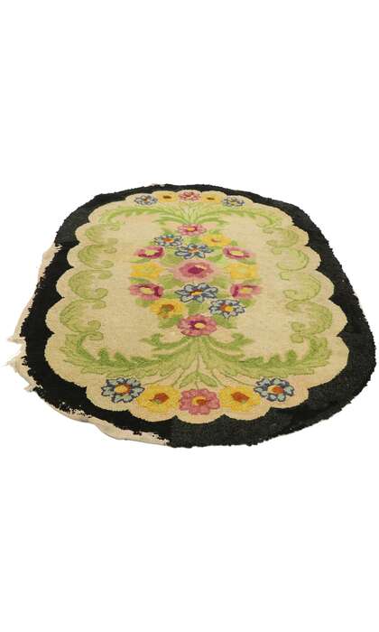 3 x 5 Antique American Floral Hooked Rug 74346