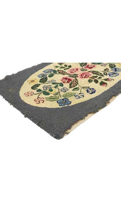 2 x 3 Antique American Floral Hooked Rug 74352