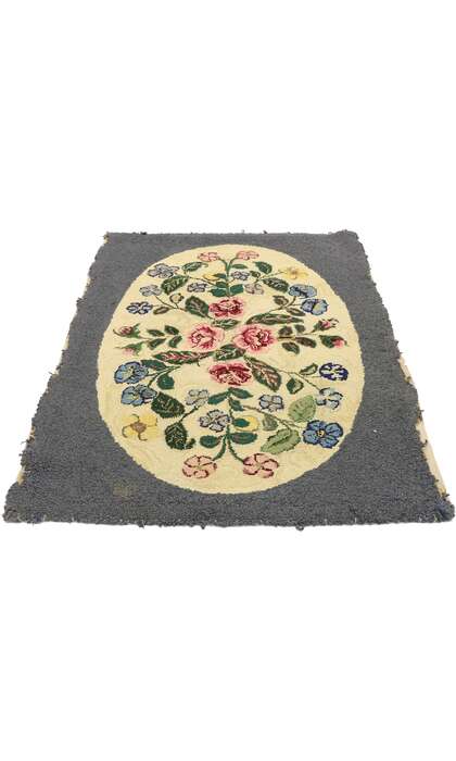2 x 3 Antique American Floral Hooked Rug 74352