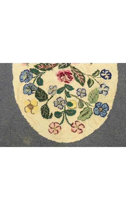 2 x 3 Antique American Floral Hooked Rug 74352