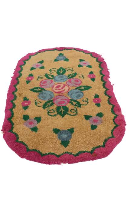 2 x 3 Antique American Floral Hooked Rug 74353