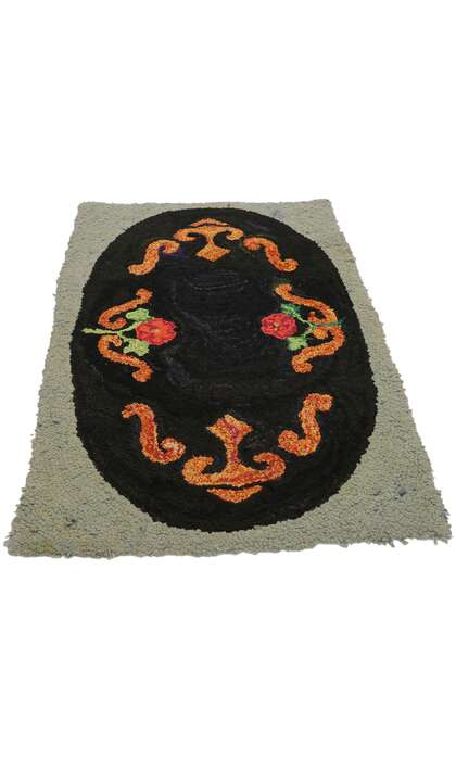 2 x 3 Antique American Floral Hooked Rug 74354