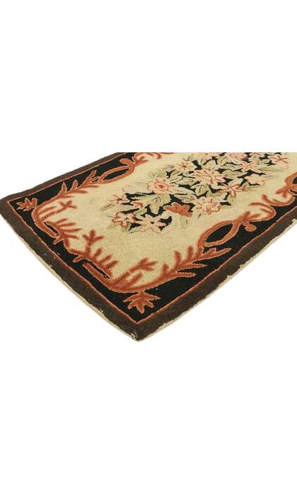 2 x 4 Antique American Floral Hooked Rug 74358