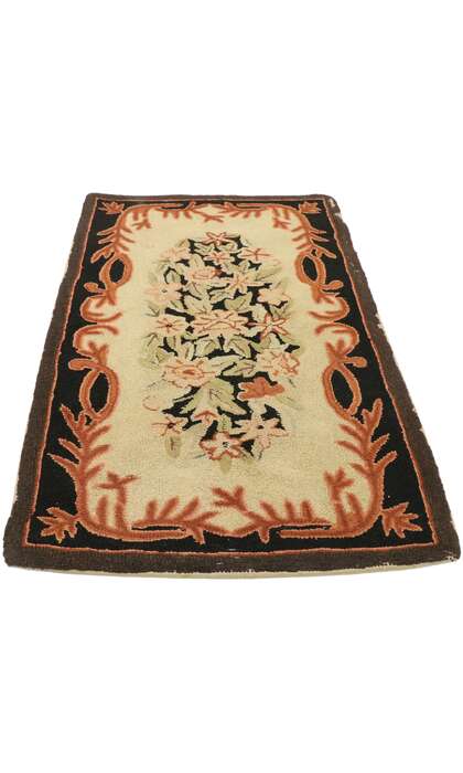 2 x 4 Antique American Floral Hooked Rug 74358