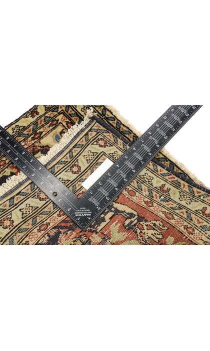 1 x 2 Vintage Persian Mashhad Pictorial Rug 75169