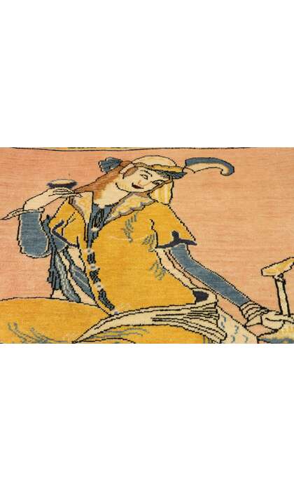 2 x 2 Vintage Persian Khamseh Pictorial Rug 76195