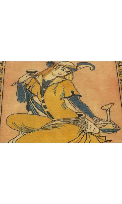 2 x 1 Vintage Persian Khamseh Pictorial Rug 76196