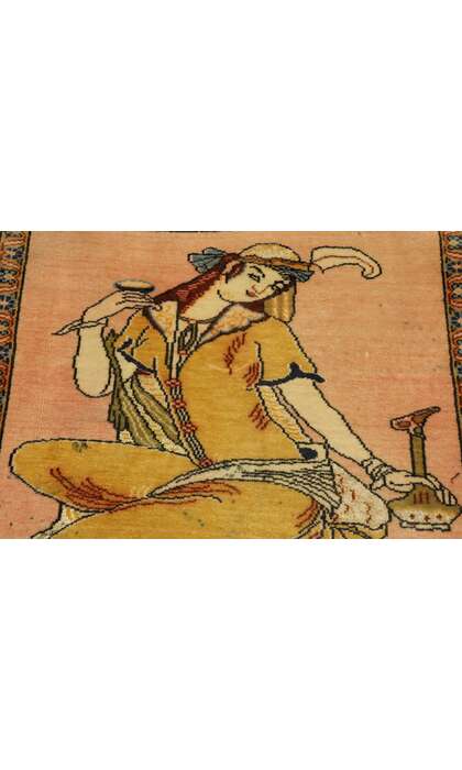 2 x 2 Vintage Persian Khamseh Pictorial Rug 76197