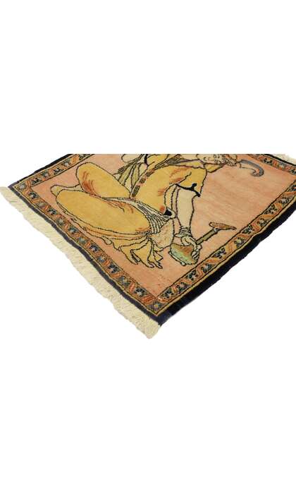 2 x 2 Vintage Persian Khamseh Pictorial Rug 76198