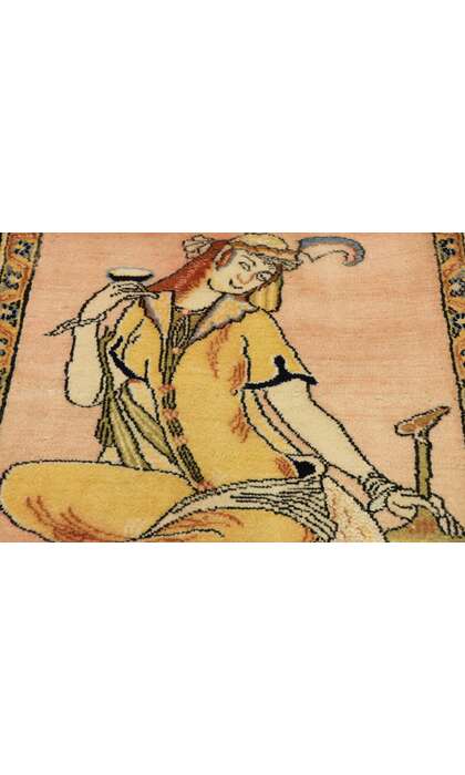 2 x 2 Vintage Persian Khamseh Pictorial Rug 76198