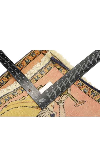 1 x 2 Vintage Persian Khamseh Pictorial Rug 76199