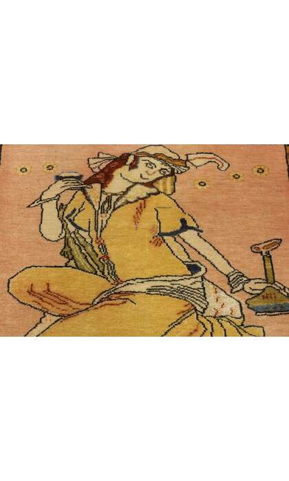 1 x 2 Vintage Persian Khamseh Pictorial Rug 76199