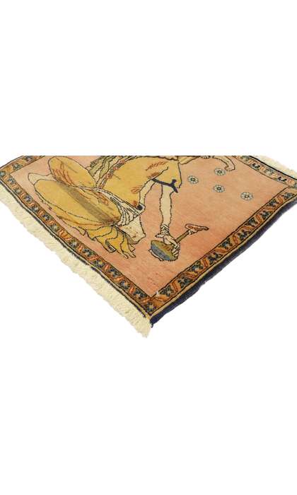 2 x 2 Vintage Persian Khamseh Pictorial Rug 76200