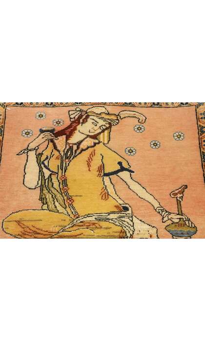 2 x 2 Vintage Persian Khamseh Pictorial Rug 76200