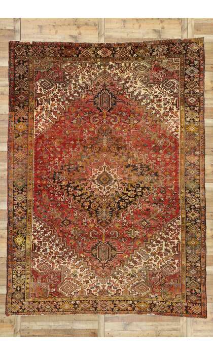 9 x 13 Antique Persian Heriz Rug 77483