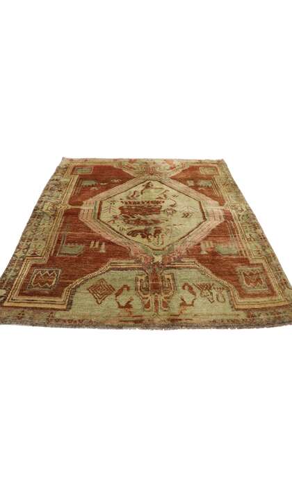 4 x 4 Vintage Turkish Oushak Rug 52104
