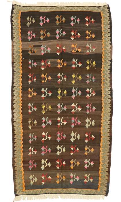 5 x 9 Vintage Turkish Floral Kilim Rug 70293