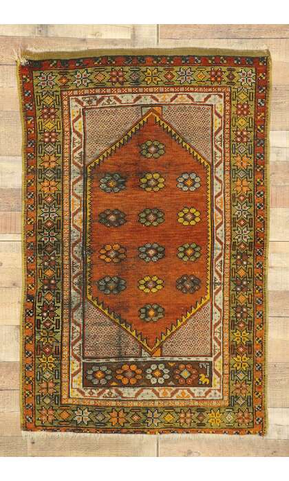 3 x 4 Vintage Turkish Oushak Rug 70866