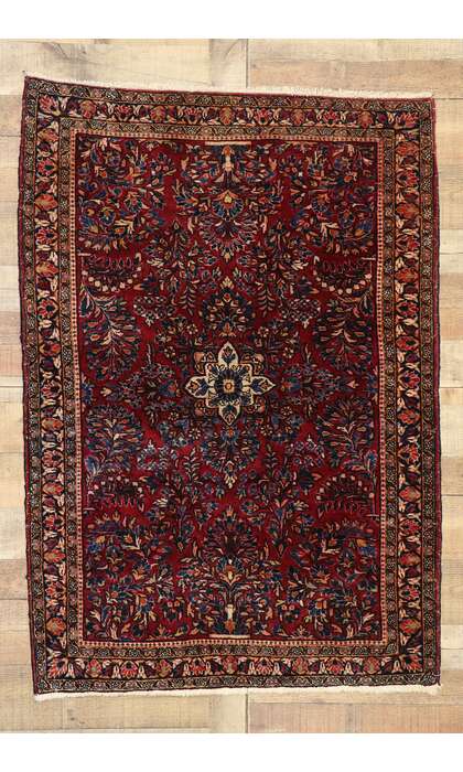 4 x 5 Antique Persian Sarouk Rug 77235