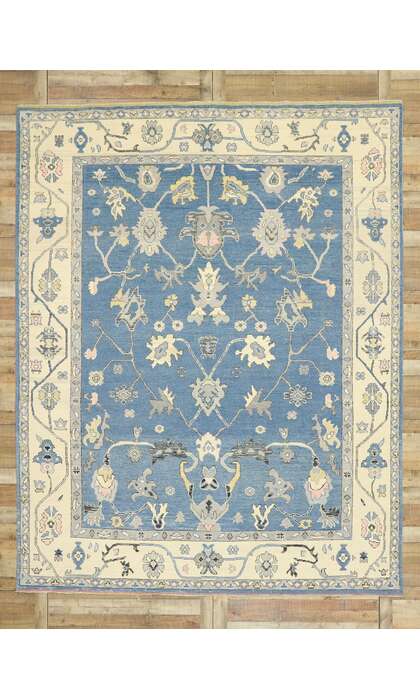 9 x 12 Contemporary Blue Oushak Rug 80596