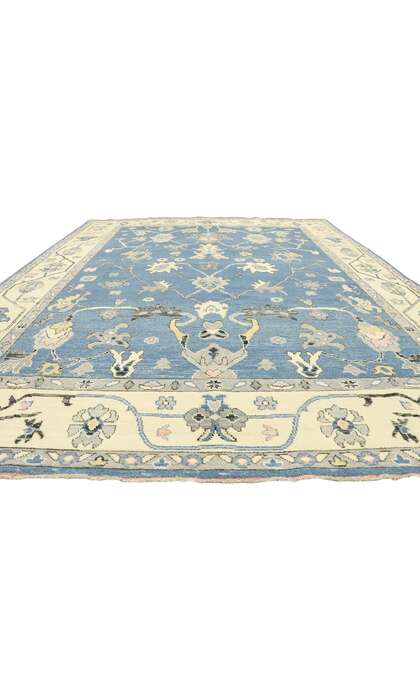 9 x 12 Contemporary Blue Oushak Rug 80596