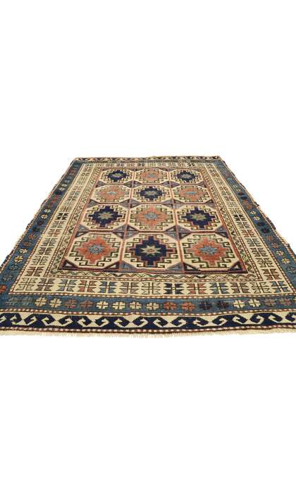 4 x 5 Antique Caucasian Kazak Rug 53039
