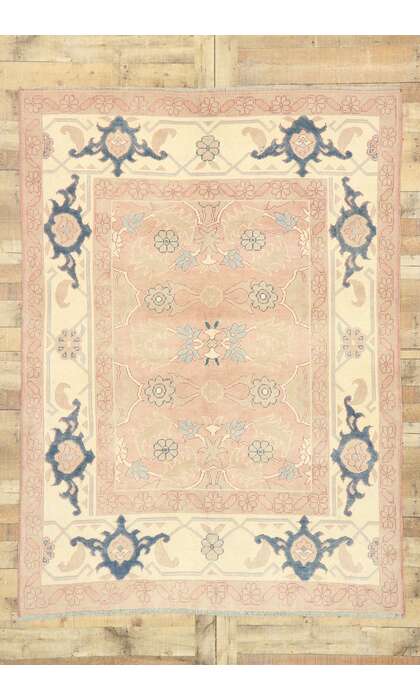 6 x 8 Vintage Turkish Oushak Rug 53055