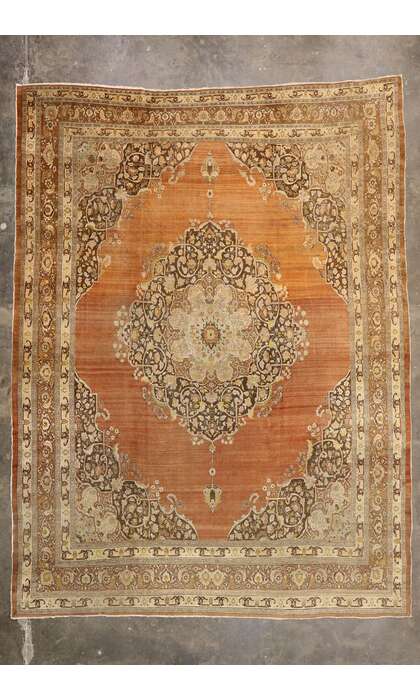 13 x 17 Antique Persian Tabriz Rug 74321