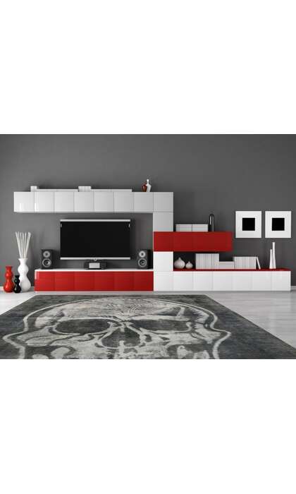 10 x 13 Vintage Overdyed Skull Rug 80275