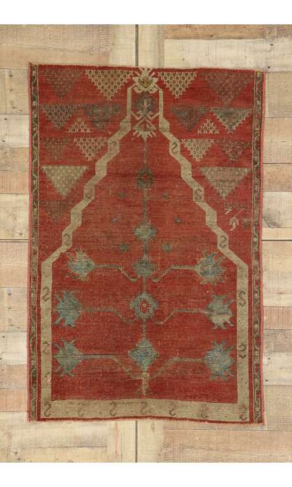 3 x 4 Vintage Turkish Oushak Prayer Rug 53076