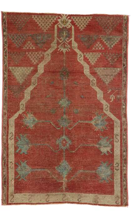 3 x 4 Vintage Turkish Oushak Prayer Rug 53076