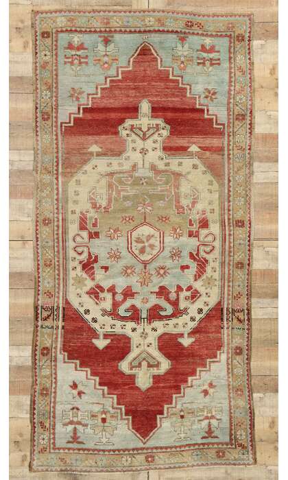 4 x 9 Vintage Turkish Oushak Rug 530814 x 9 Vintage Turkish Oushak Rug 53081