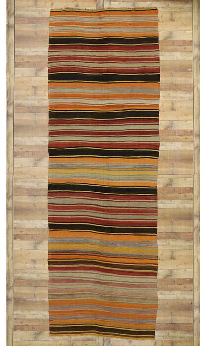 5 x 15 Vintage Turkish Striped Kilim Rug 53117