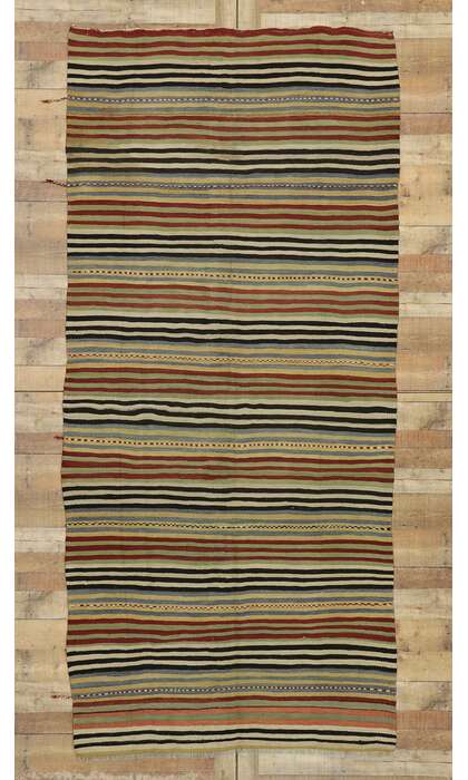 5 x 10 Vintage Turkish Kilim Runner 53137