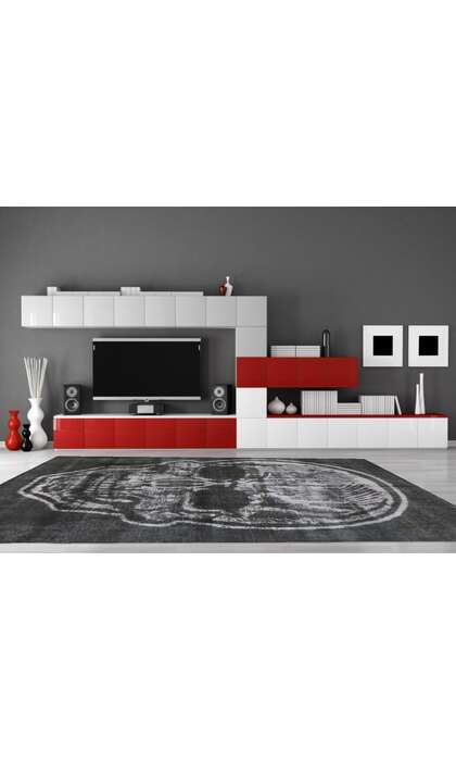 8 x 11 Vintage Overdyed Skull Rug 80434