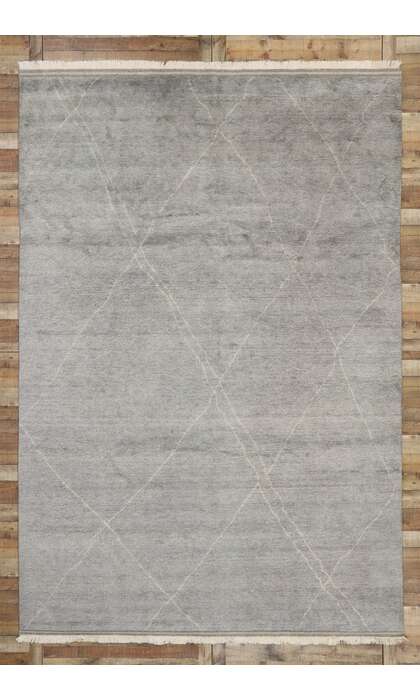 9 x 13 Modern Gray Moroccan Area Rug 30535
